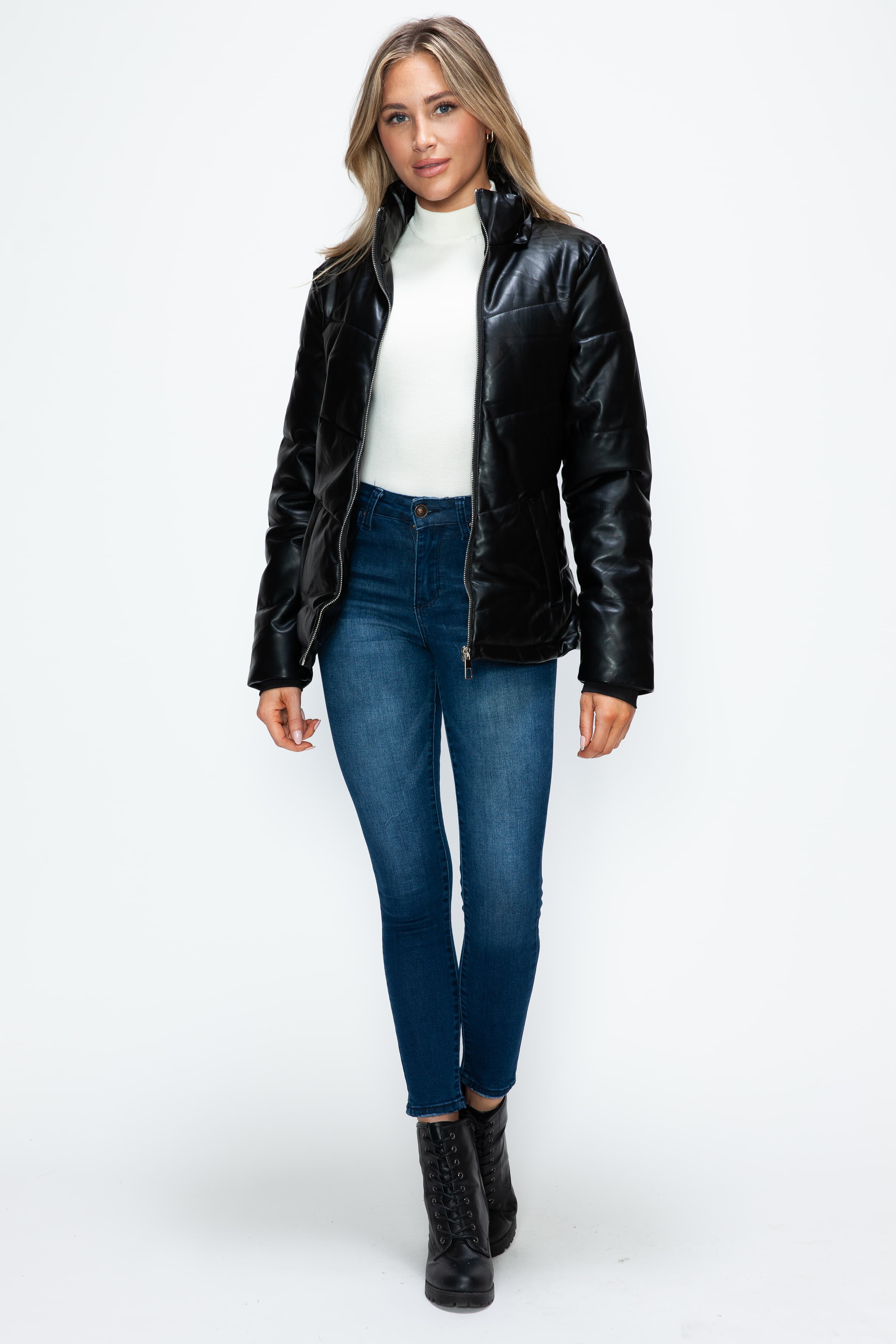 Versatile Pocketed Zip-Up Puffer Jacket with Detachable Hood