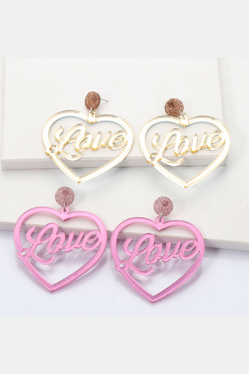 Stylish Modern Heart - Shaped Acrylic Dangle Earrings for Fashion Lovers