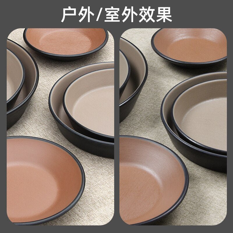 Eco-Friendly Korean Melamine Dinnerware and Flatware Set for Western-style Kitchen