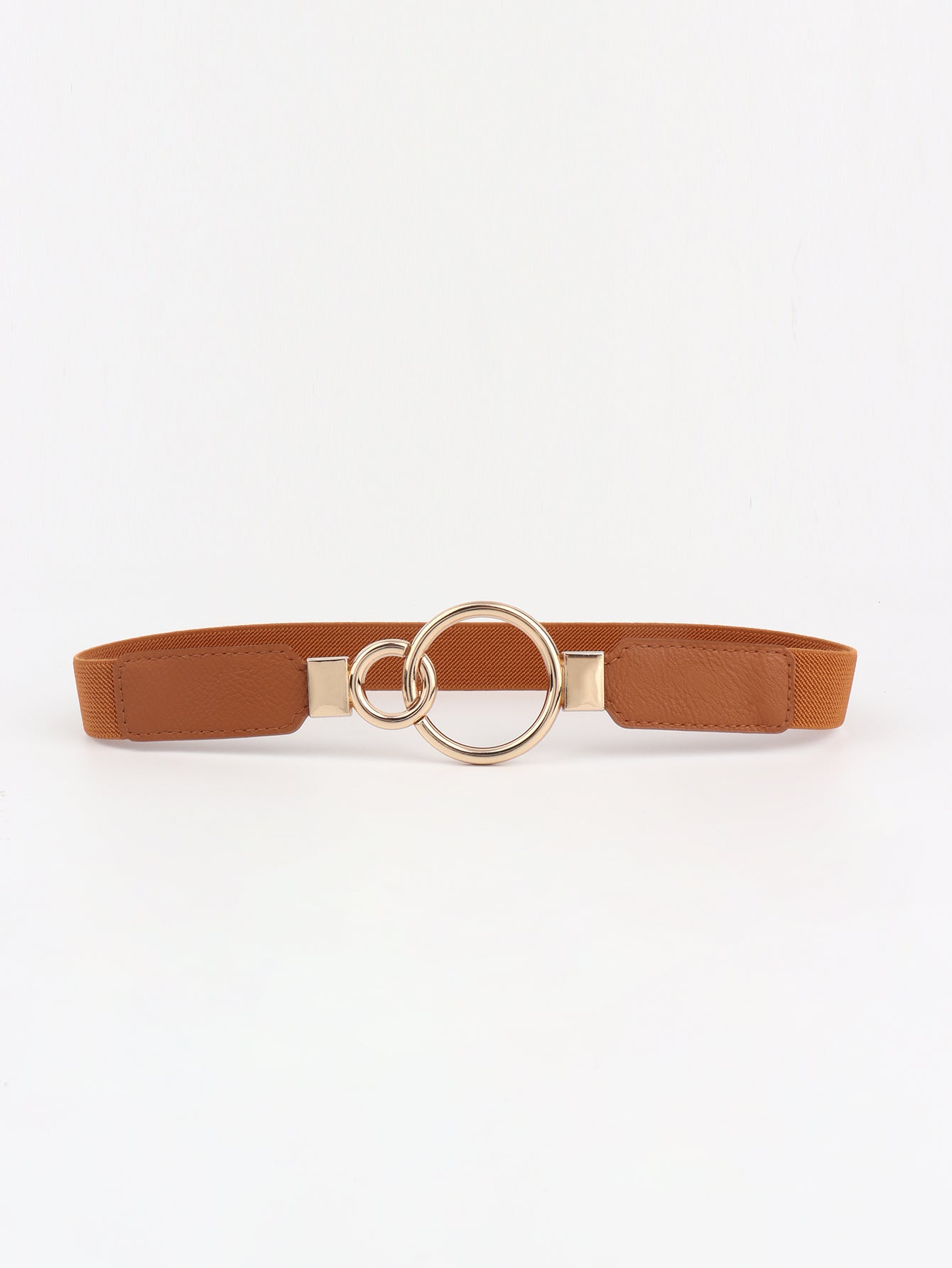 Elastic Double Ring Buckle PU Fashion Belt for Men and Women