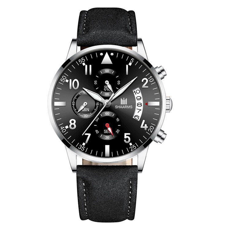 Fashionable Men's Stainless Steel Buckle Wristwatch with Quartz Movement