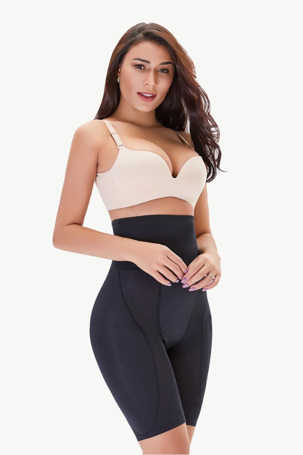 Full-Size High-Waisted Elastic Pull-On Shaping Shorts for a Slimmer Look