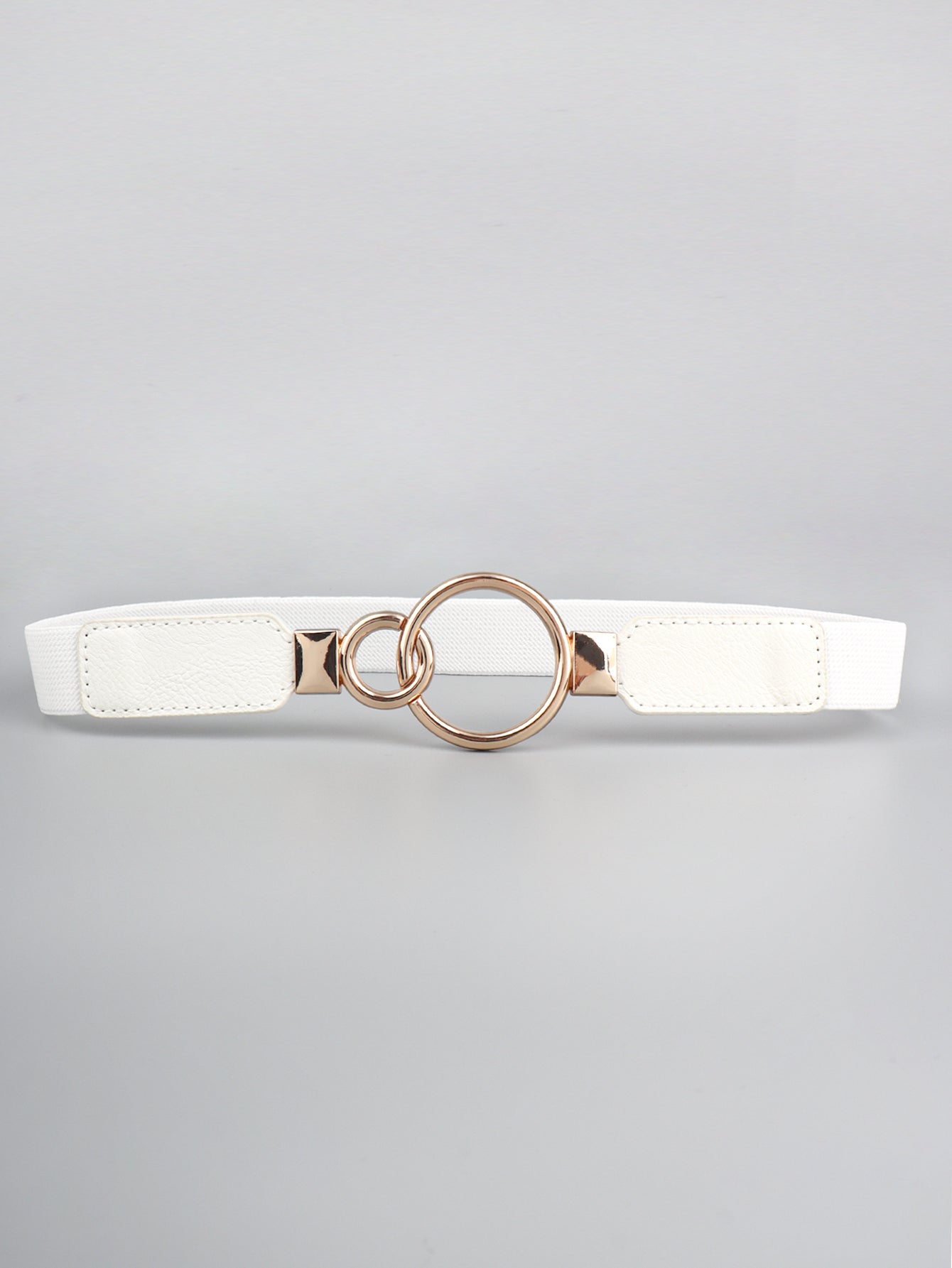Elastic Double Ring Buckle PU Fashion Belt for Men and Women