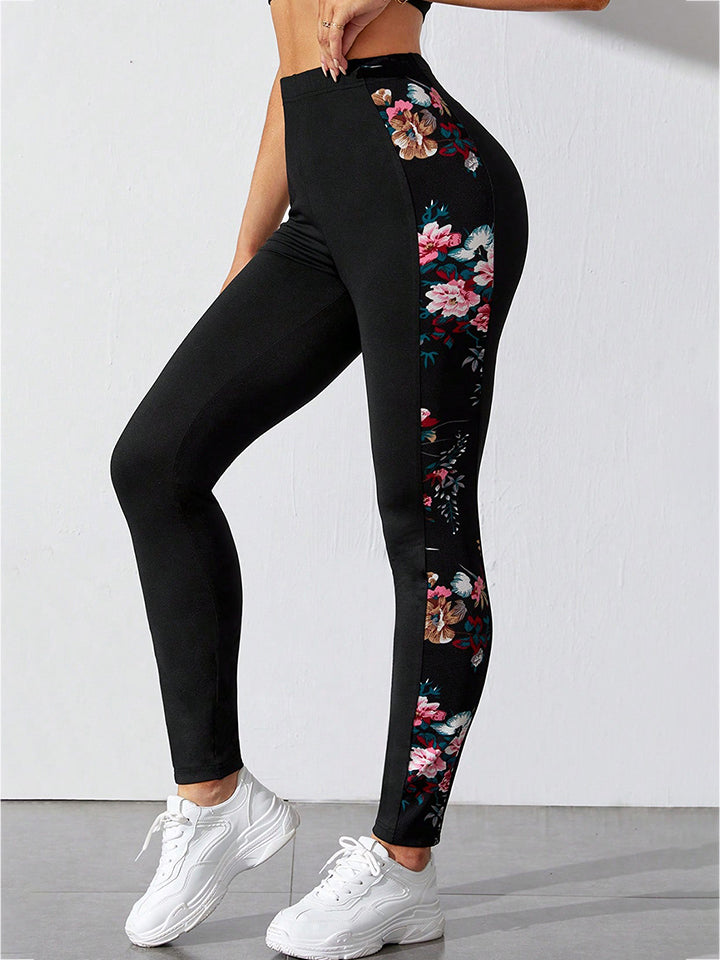 Women's Floral Patterned Wide Waistband Casual Pants