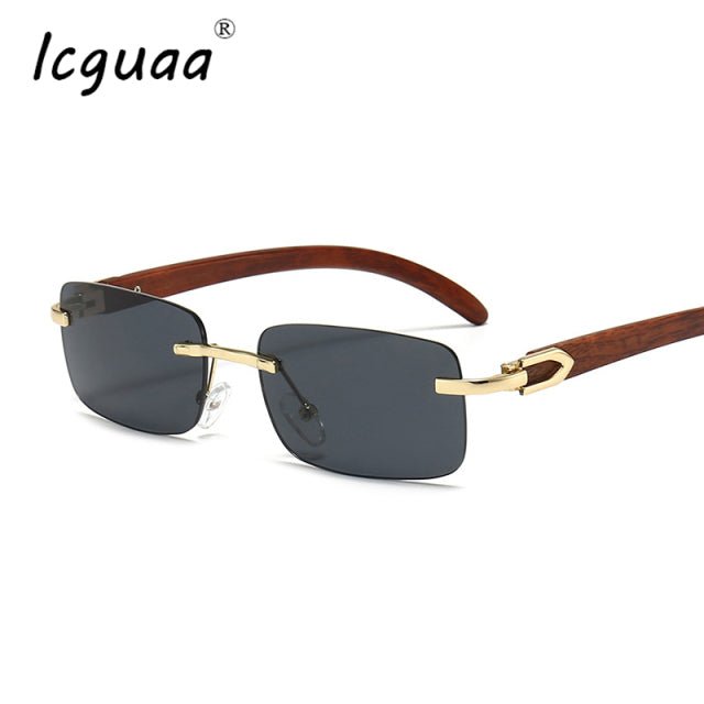 Stylish Frameless Eyeglasses with Exquisite Wood Grain Design