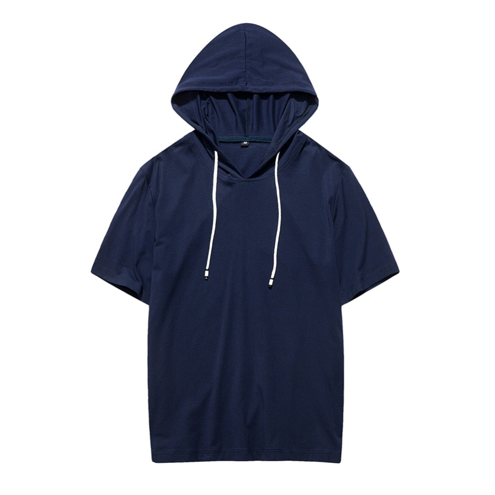 Men's Casual Hooded Short-Sleeved Sports T-Shirt - Ideal for Active Men