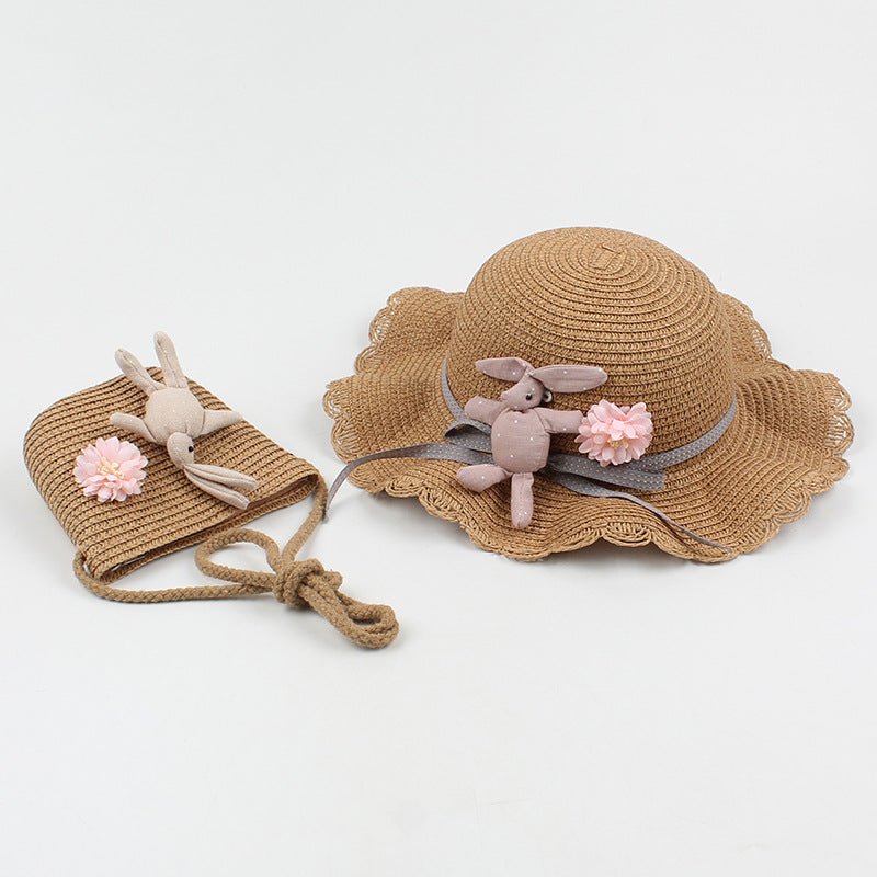 Korean-Style Girl's Adjustable Rabbit-Themed Sun Hat and Matching Shoulder Bag for 4 - 8 Years Old (Sold Separately)
