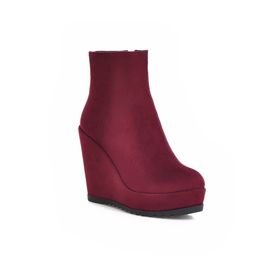 Sianie Tianie Adult Ankle Platform Wedge Heel Round Toed Boots for Winter