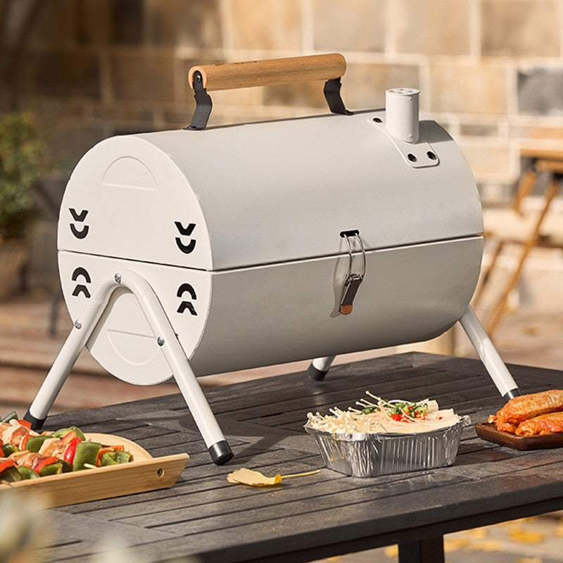 Portable Round Charcoal BBQ Grill Stove Ideal for 2 - 4 People's Patio, Camping, and Picnic Outdoor Cooking
