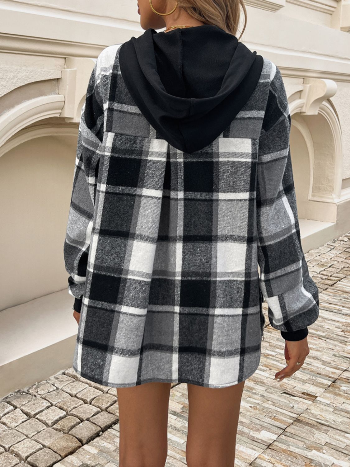 Divine Plaid Long Sleeve Drawstring Hoodie for Fashion Lovers