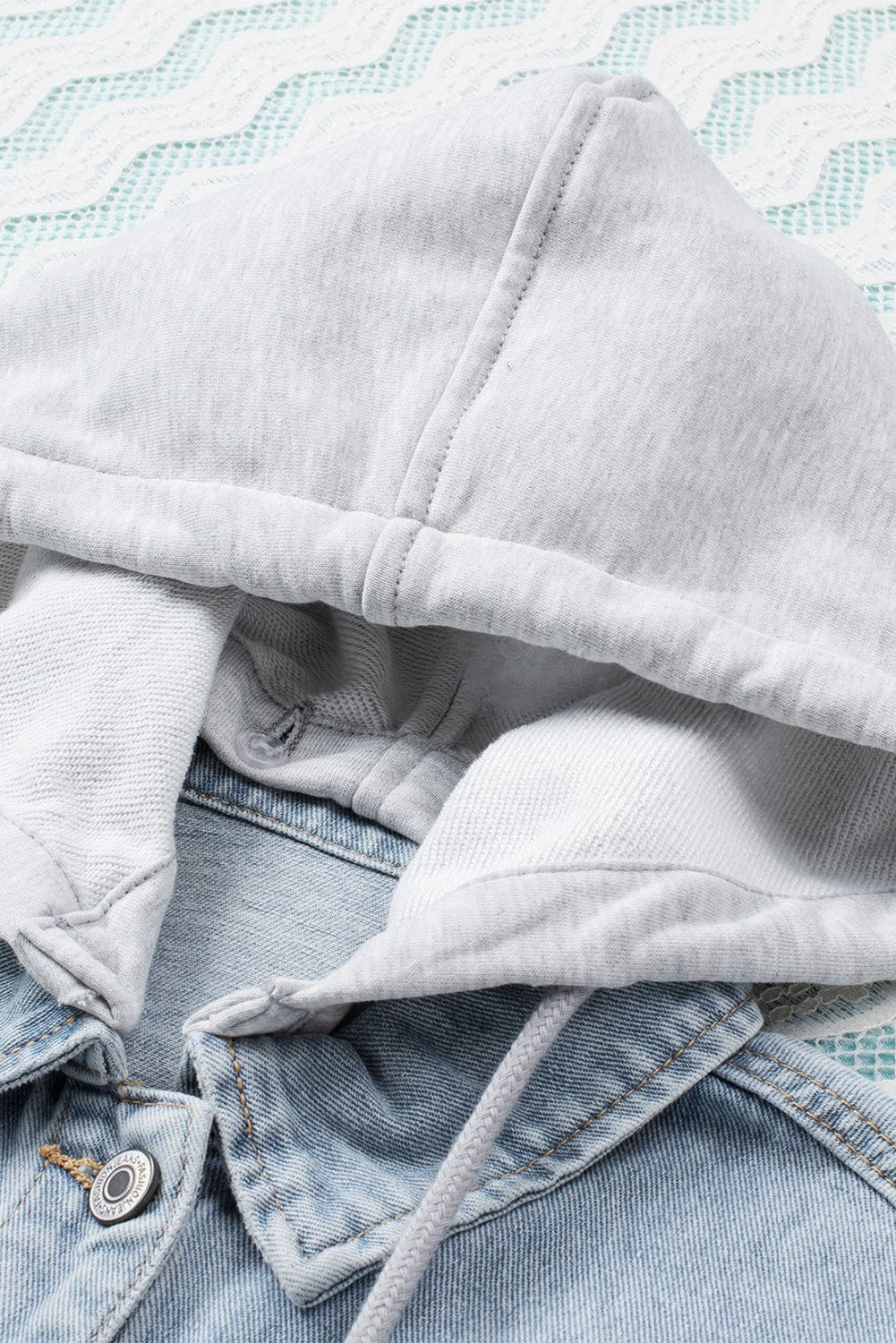 Casual Distressed Denim Hooded Jacket with Drawstring