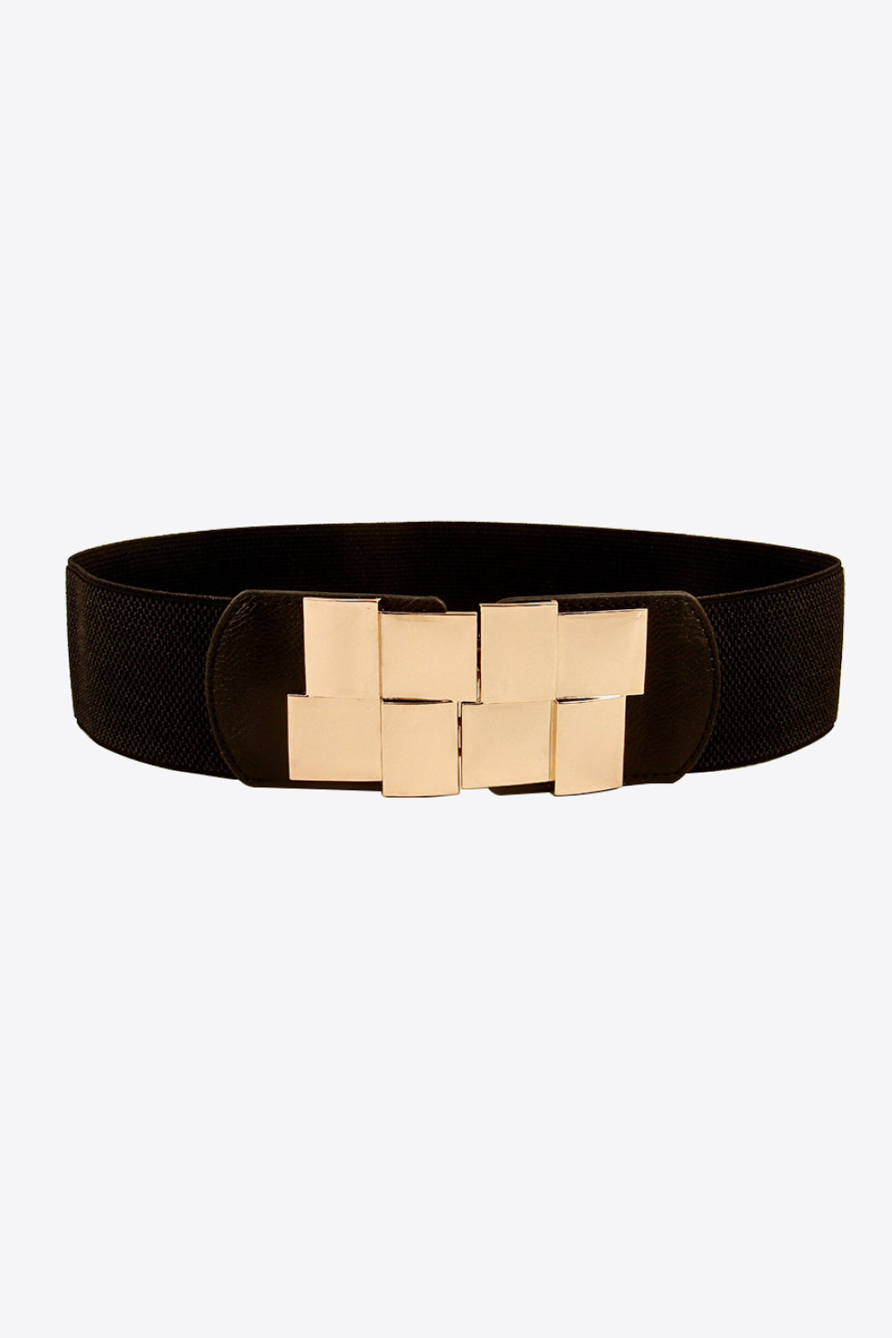 Fashionable Geometric Design Zinc Alloy Buckle Elastic Wide Waist Belt for Men and Women