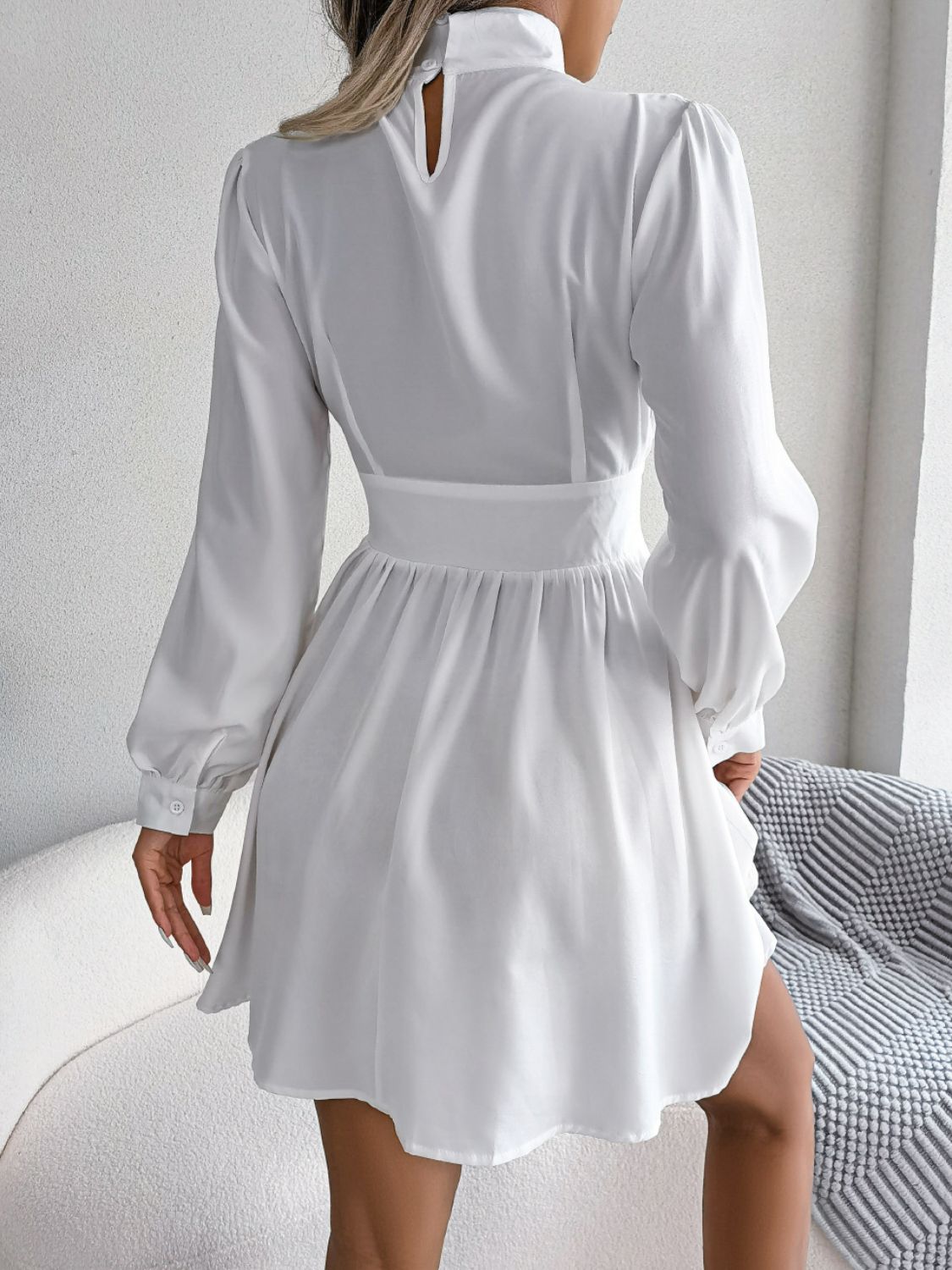 Stylish Cutout Turtleneck A-Line Casual Mini Dress for Vacation