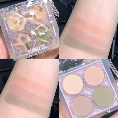 FLORTTE Four - color Water Ripple Eyeshadow Palette with Pendant - A Long - lasting, Waterproof and Shimmer - Matte Eye Makeup Cosmetic