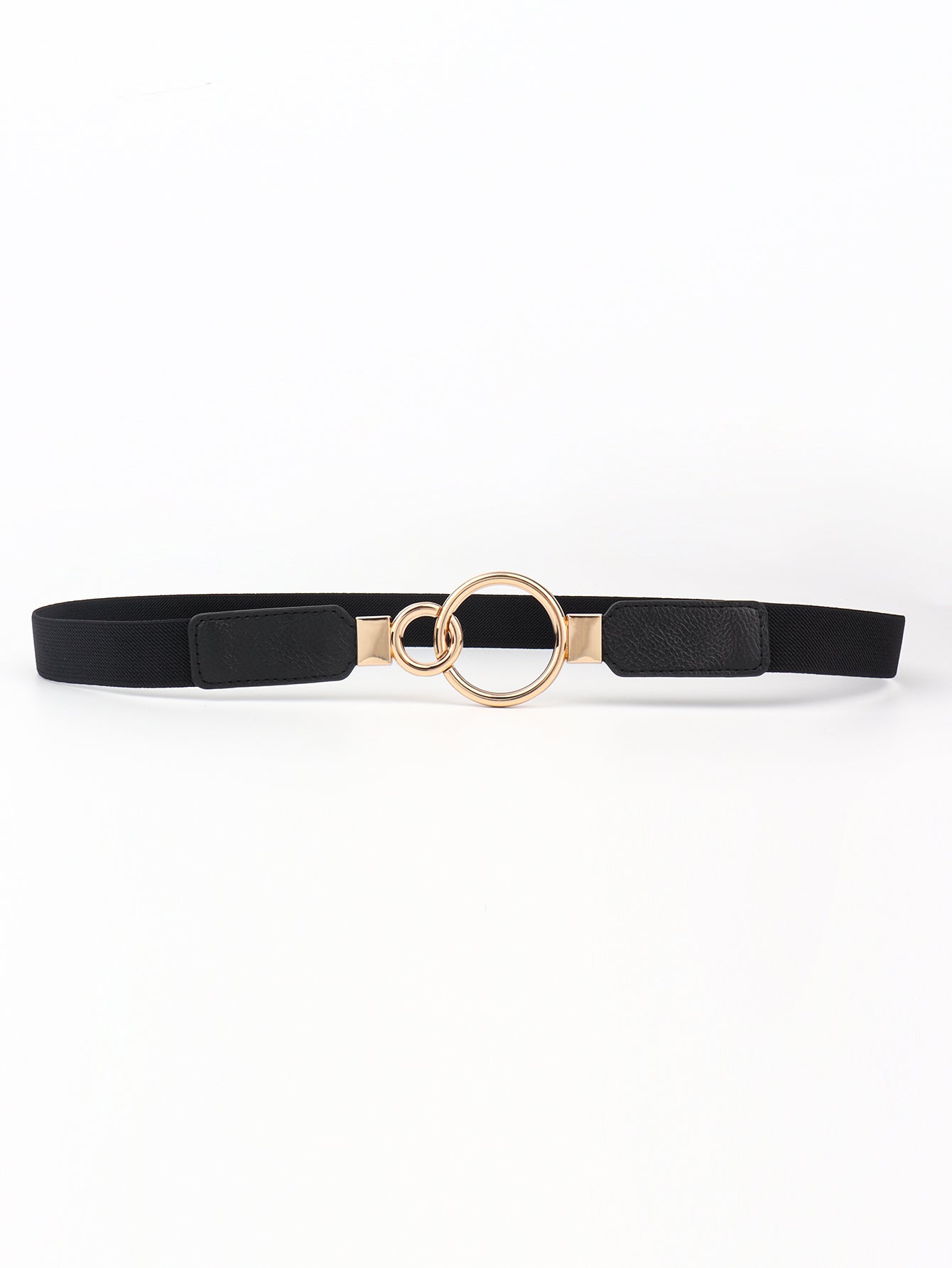 Elastic Double Ring Buckle PU Fashion Belt for Men and Women
