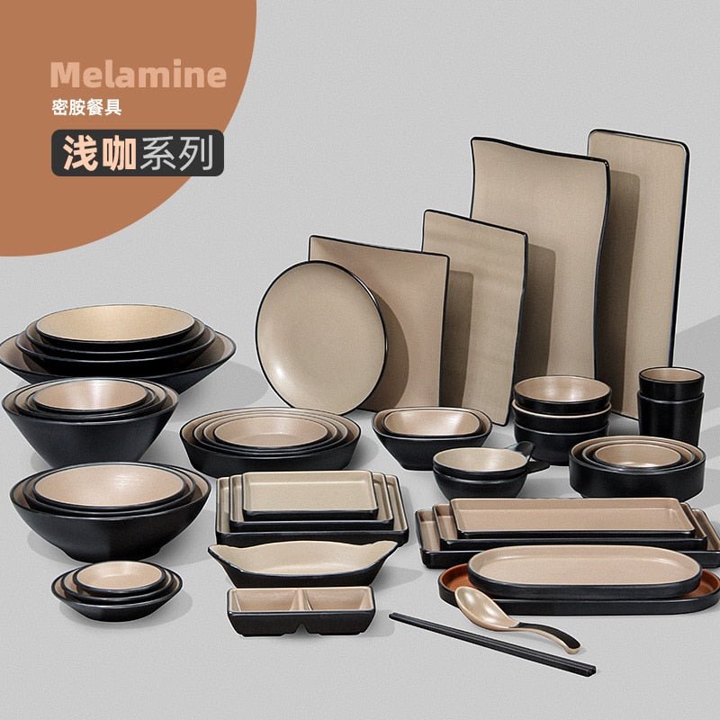 Eco-Friendly Korean Melamine Dinnerware and Flatware Set for Western-style Kitchen