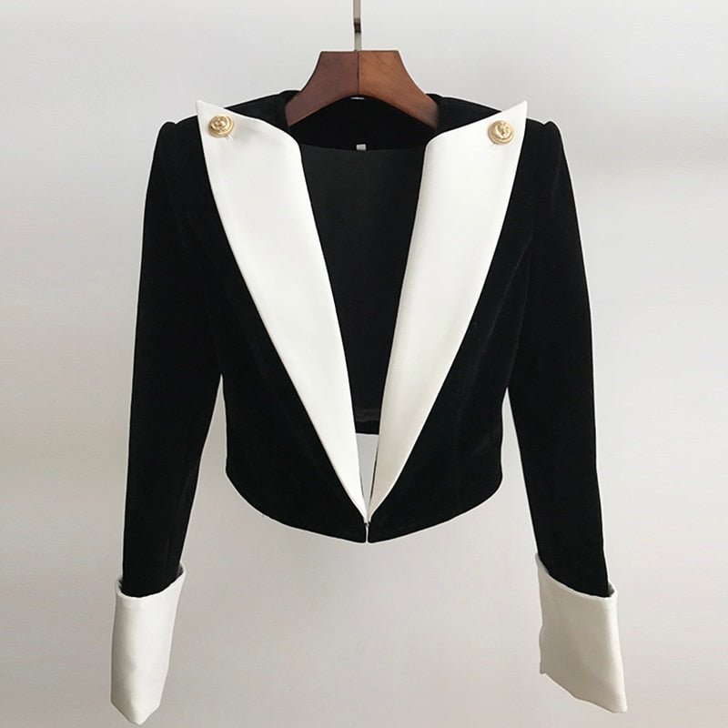 O'ZACKET Women's Spring/Autumn White Collar Short Polyester Cotton Blazer