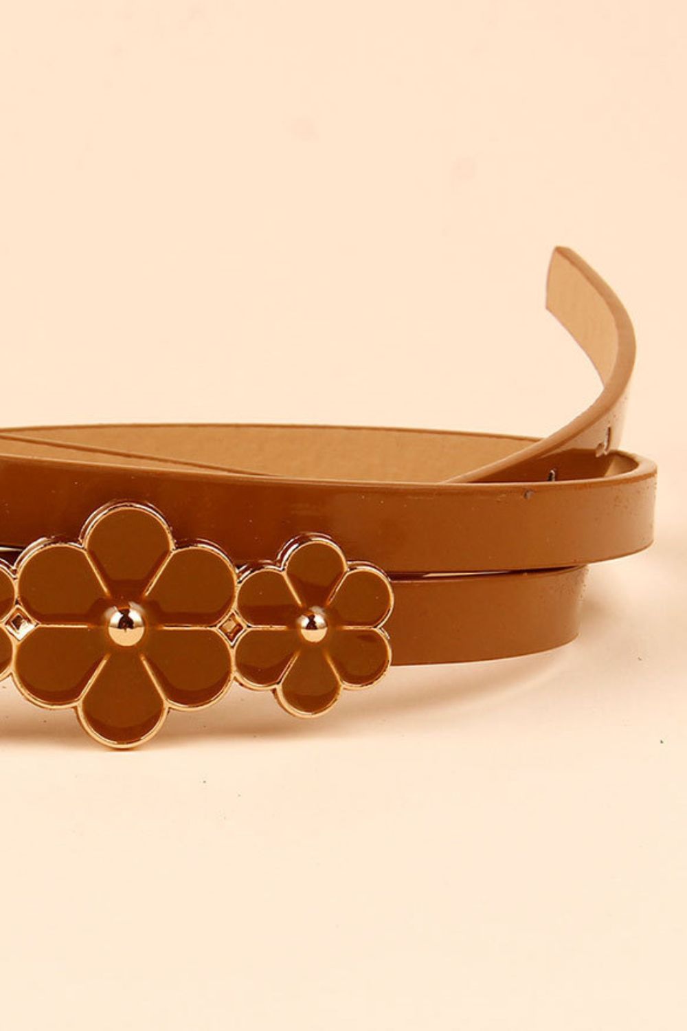 Stylish Flower - Embellished Skinny PU Imported Belt
