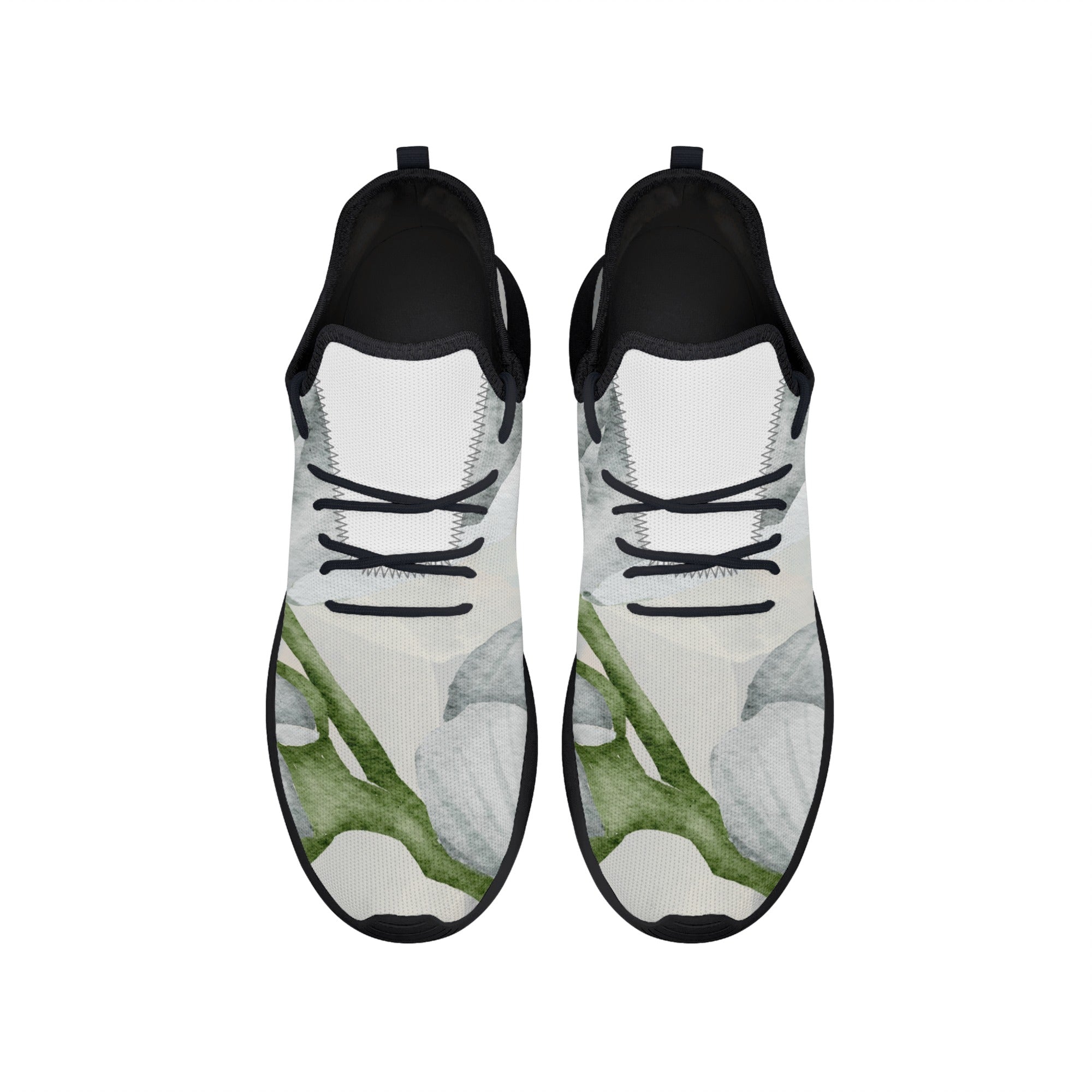 Men's Fashionable New Gray Soft Floral Mesh Knit Athletic Sneakers Designed by Dunbi