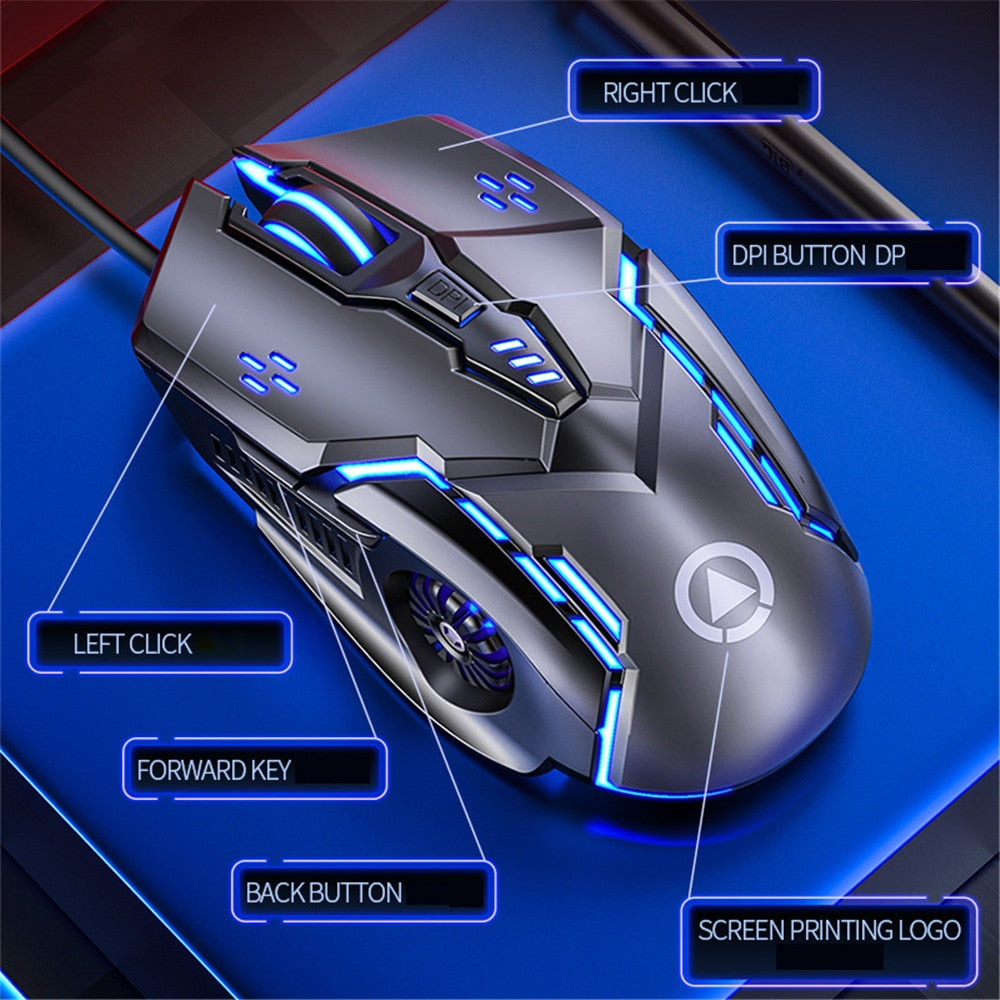 Wired Gaming Mouse with 6 Buttons, Luminous Effect for PC and Laptop Gaming