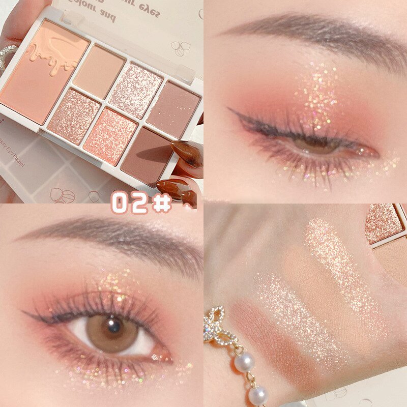 7 - Color Glitter Eyeshadow Palette: Matte, Shimmer, Long - Lasting and Waterproof
