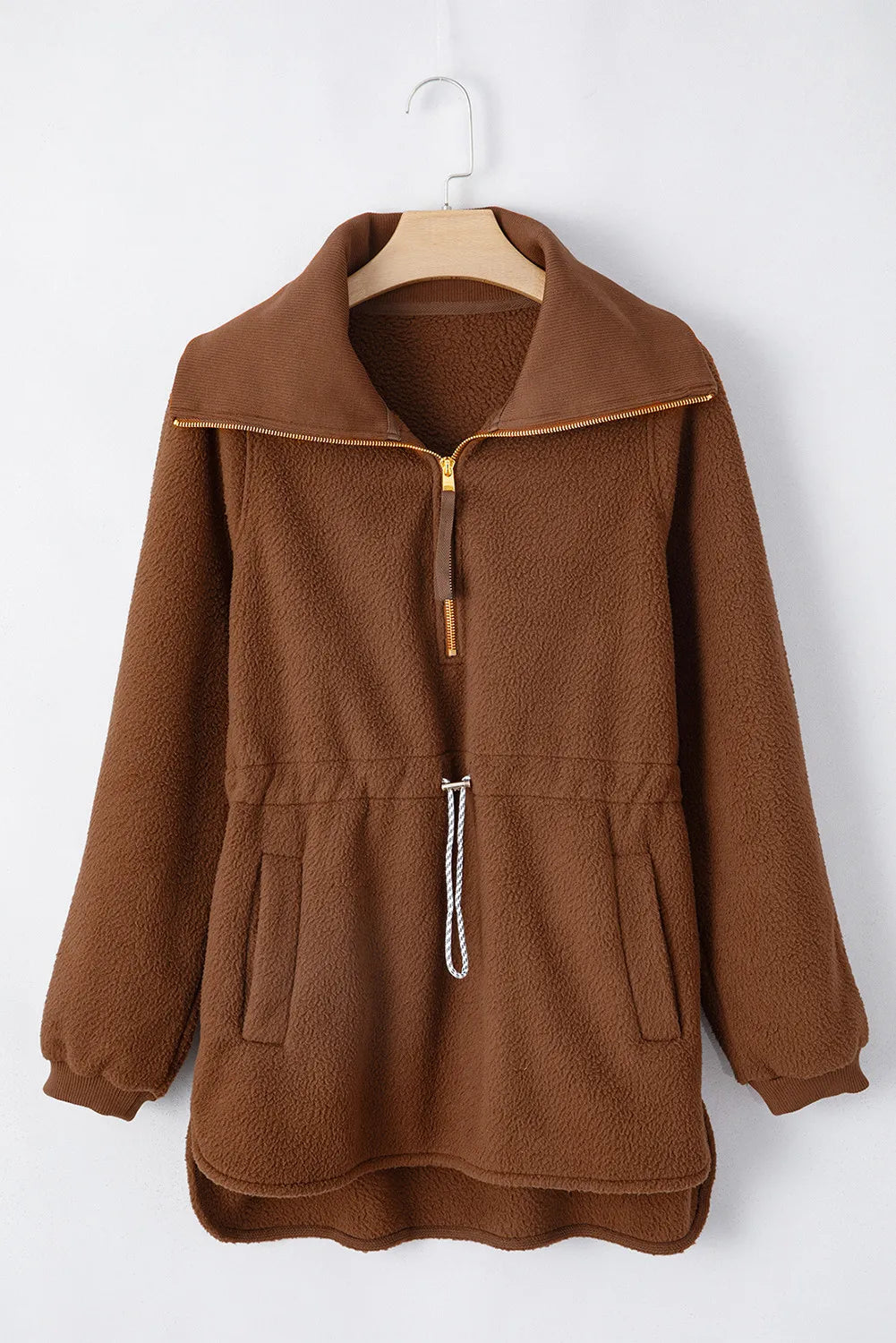 Long Sleeve Drawstring Half-Zip Polyester Sweatshirt