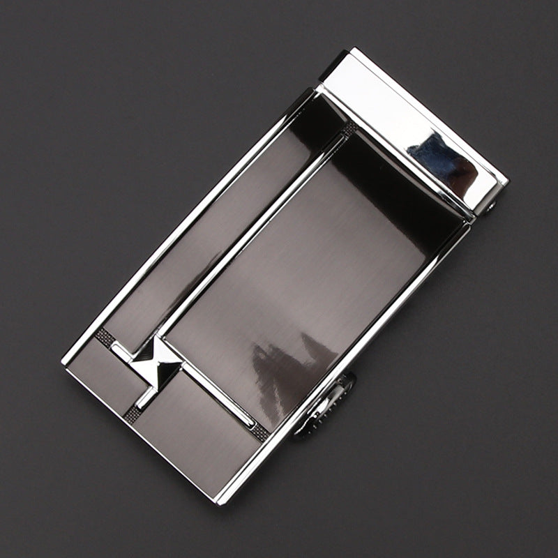 Men's Business Style Automatic Buckle Genuine Leather Belt for All Seasons