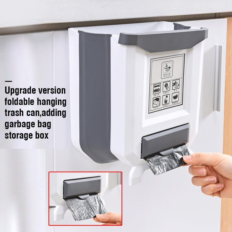 Folding and Wall-Mounted Kitchen and Car Trash Can - Recyclable Waste Bin for Various Spaces