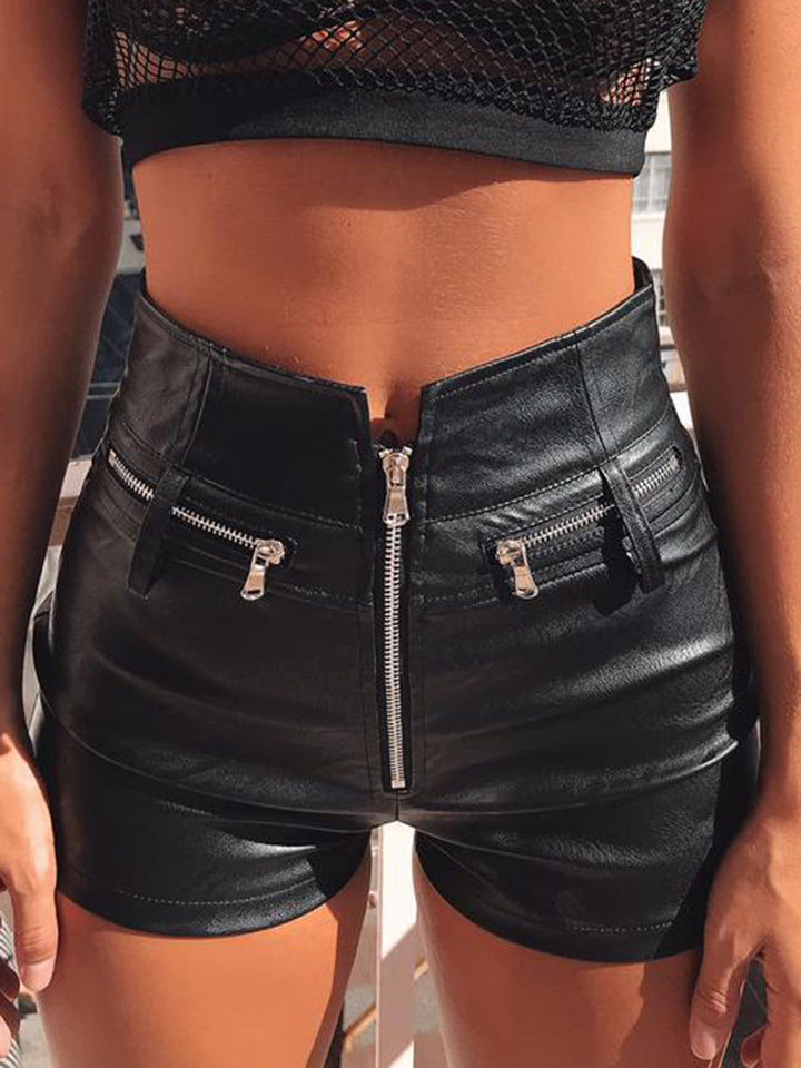Fashionable Full-Size Zip-Up Shorts with Convenient Pocket