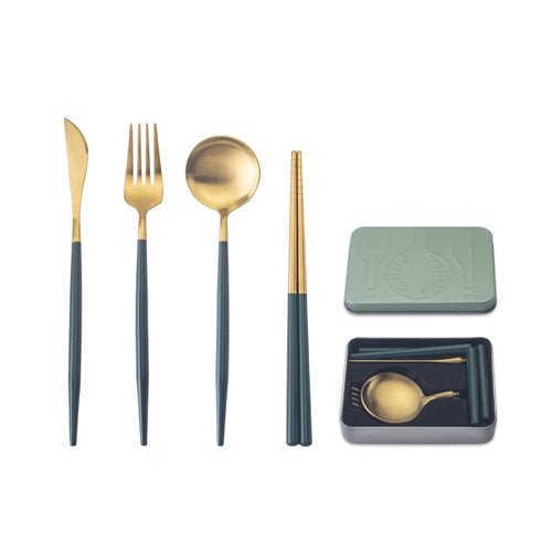 UKCOZY Pocket-Sized Portable Stainless Steel Dinnerware Set for Cake, Dessert, and Steak - Splittable Tableware Cutlery Ideal for Various Occasions