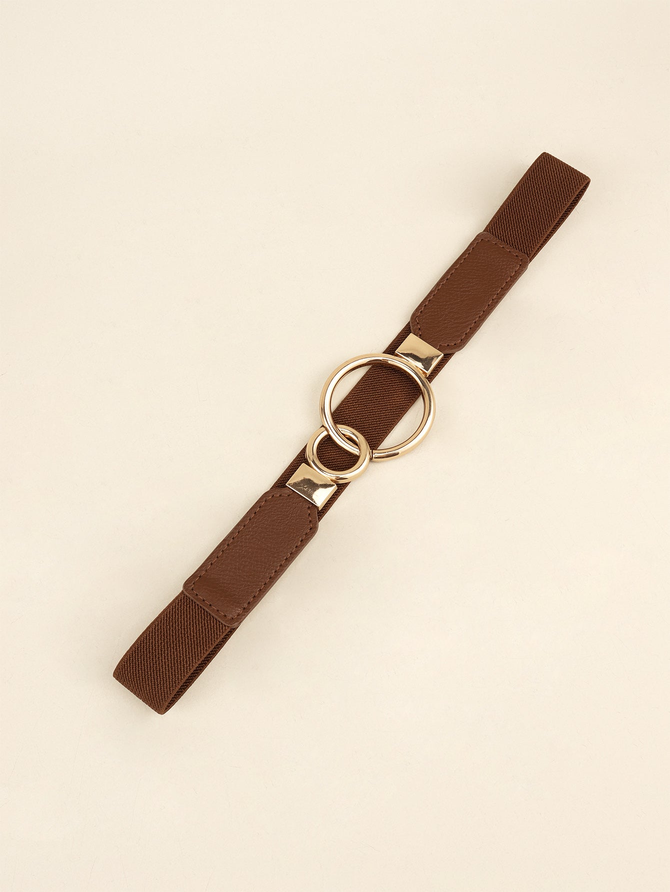 Elastic Double Ring Buckle PU Fashion Belt for Men and Women