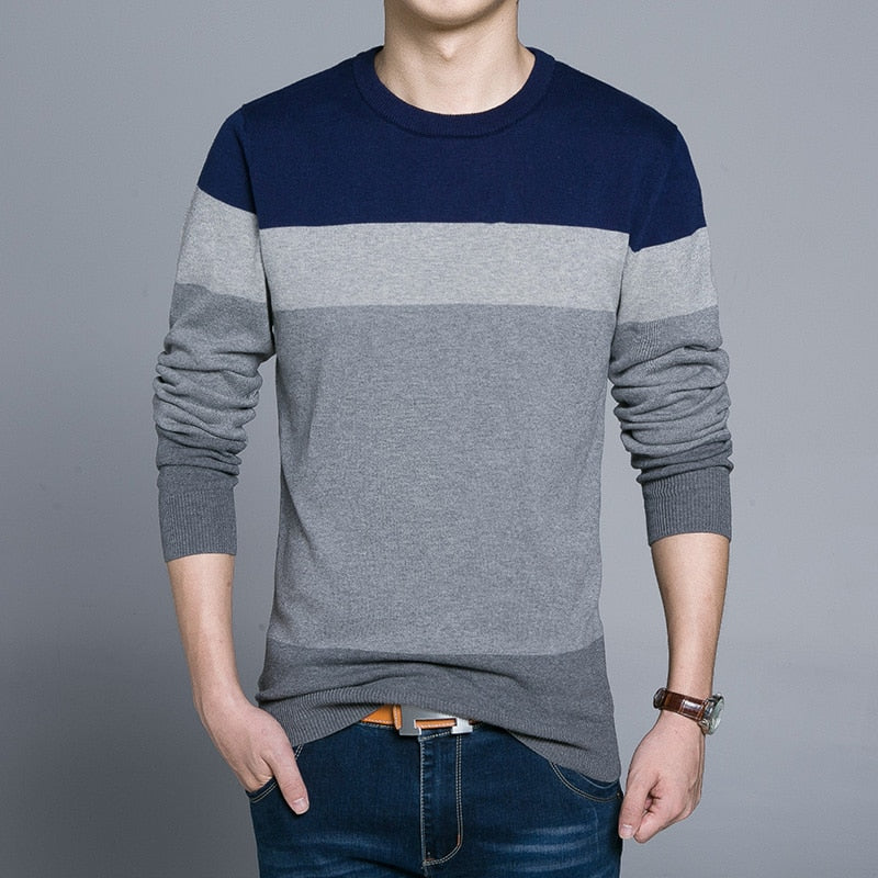 Men's Fashionable Computer - Knitted Pullover Cotton Sweater for Spring and Autumn