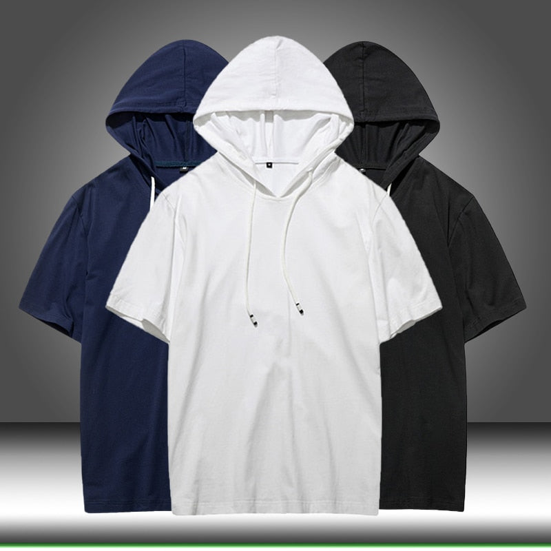 Men's Casual Hooded Short-Sleeved Sports T-Shirt - Ideal for Active Men