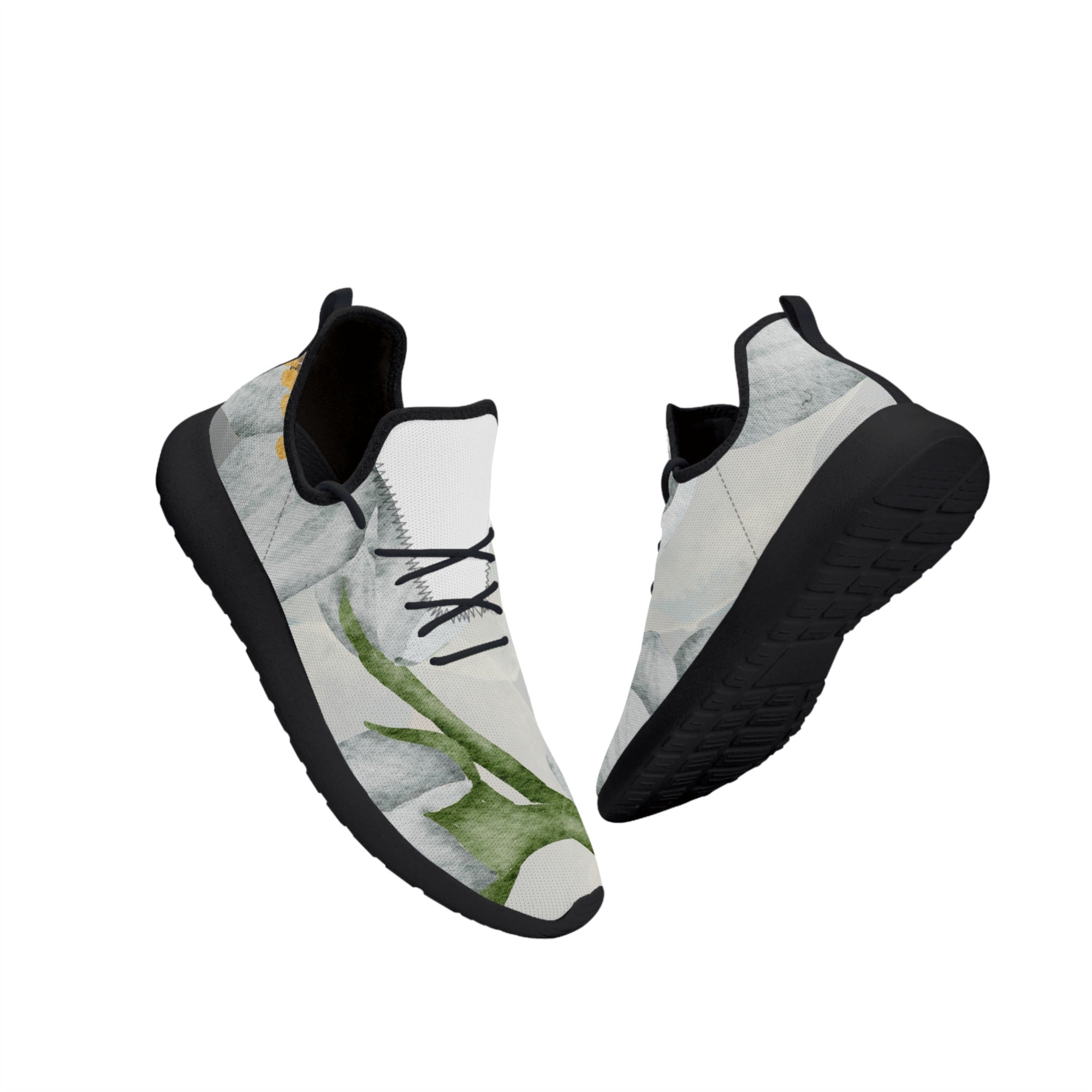 Men's Fashionable New Gray Soft Floral Mesh Knit Athletic Sneakers Designed by Dunbi