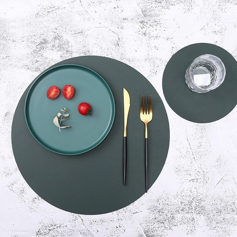 Insulating and Oil - Resistant PU Leather Placemats for Western Food Dining, Tableware Accessories, Bowl and Cup Coasters as Kitchen Decorations