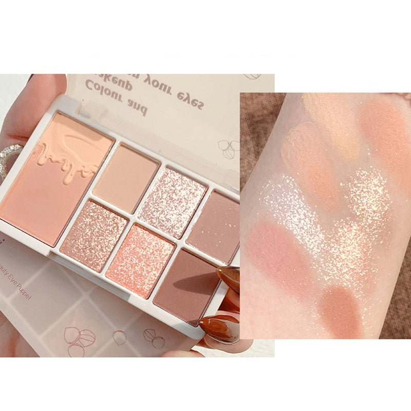 7 - Color Glitter Eyeshadow Palette: Matte, Shimmer, Long - Lasting and Waterproof