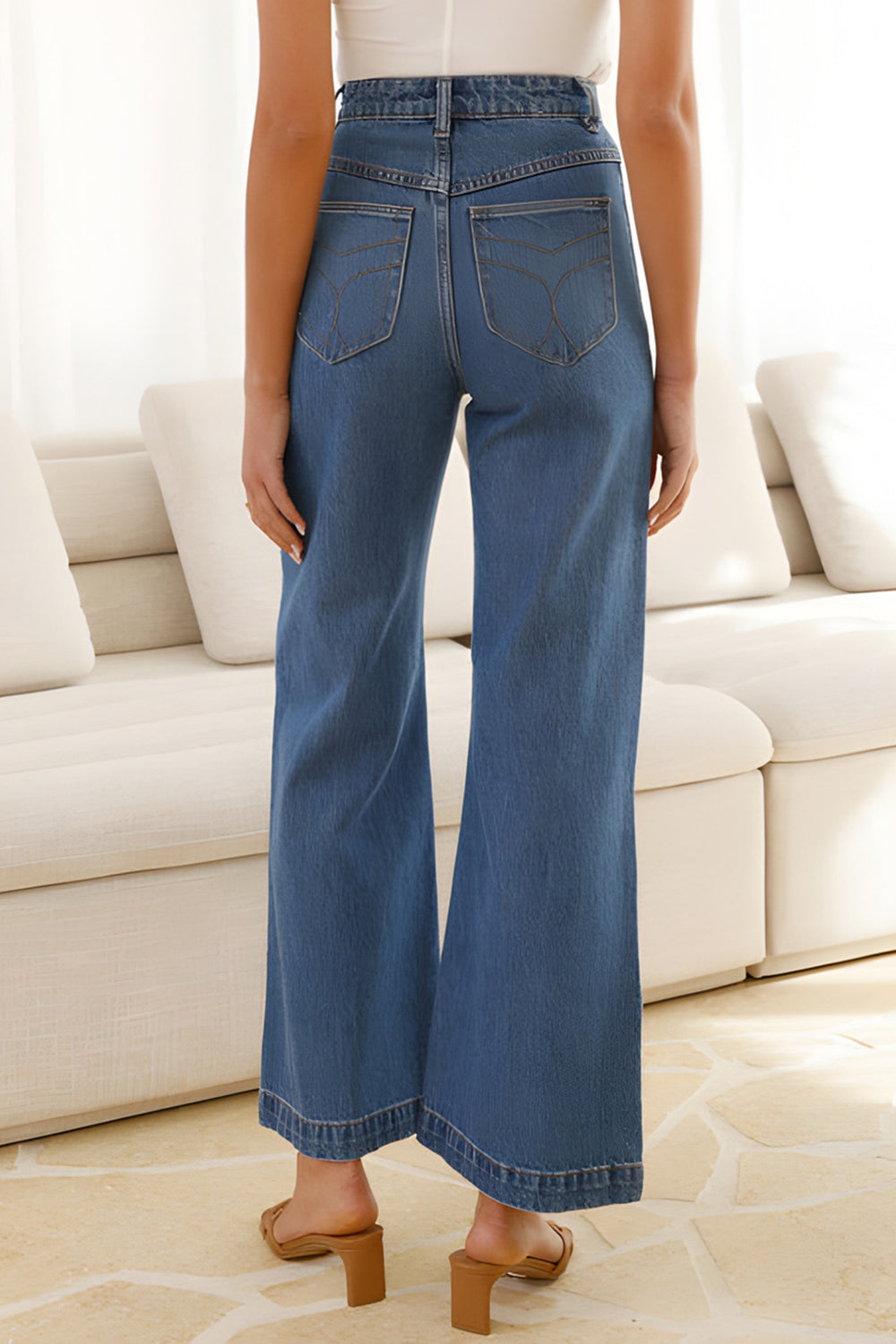 Ladies' High-Waisted Bootcut Jeans with Convenient Pockets