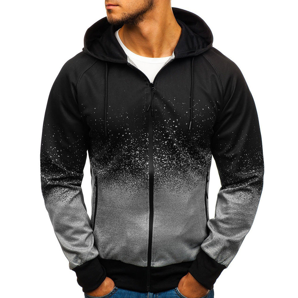 Stylish Men's Printed Zip-Up Hoodie in Red, Gray & Army Green