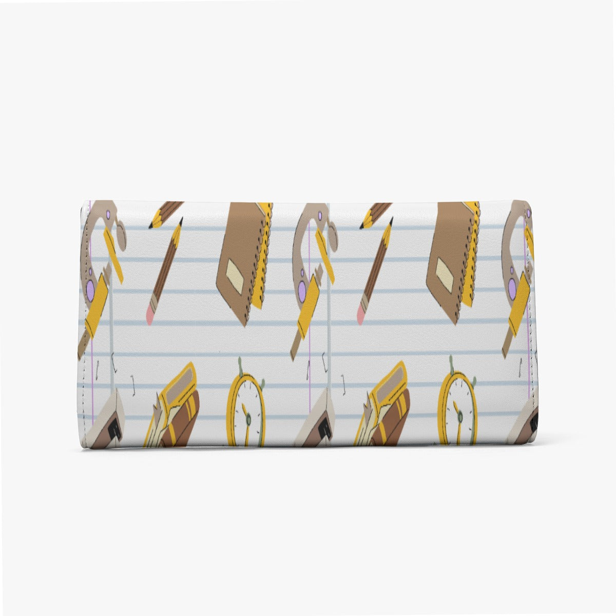 Foldable PU Wallet for Back to School - Ideal for Teachers and Students, Featuring Brown, Gold, Gray Colors and Notebook Paper Design by Dunbi, Along with School Supplies and Backpack Compatibility