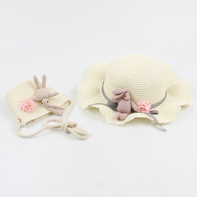 Korean-Style Girl's Adjustable Rabbit-Themed Sun Hat and Matching Shoulder Bag for 4 - 8 Years Old (Sold Separately)