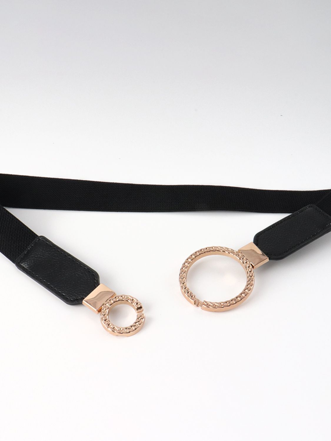 Elastic Double Ring Buckle PU Fashion Belt for Men and Women