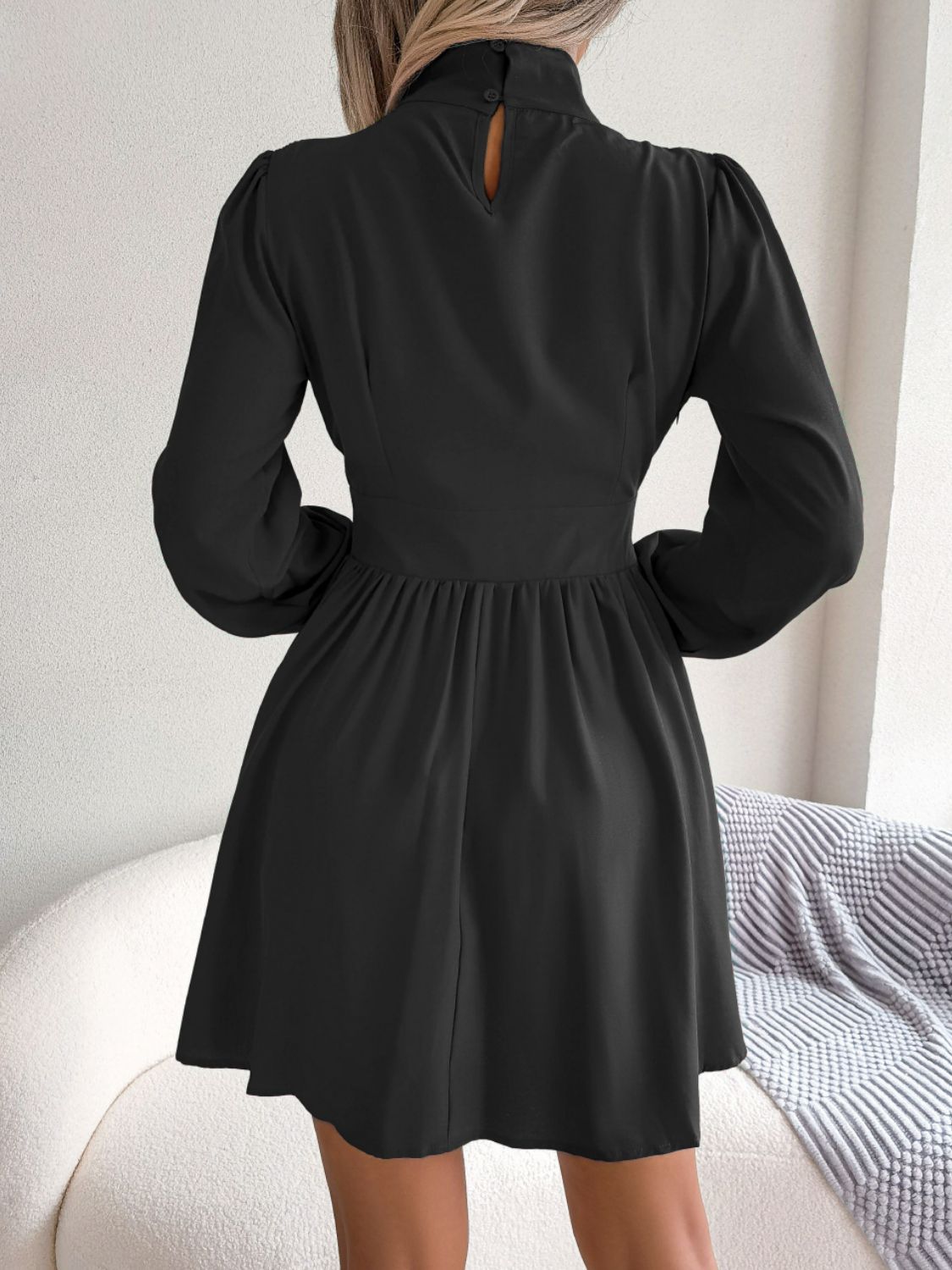 Stylish Cutout Turtleneck A-Line Casual Mini Dress for Vacation