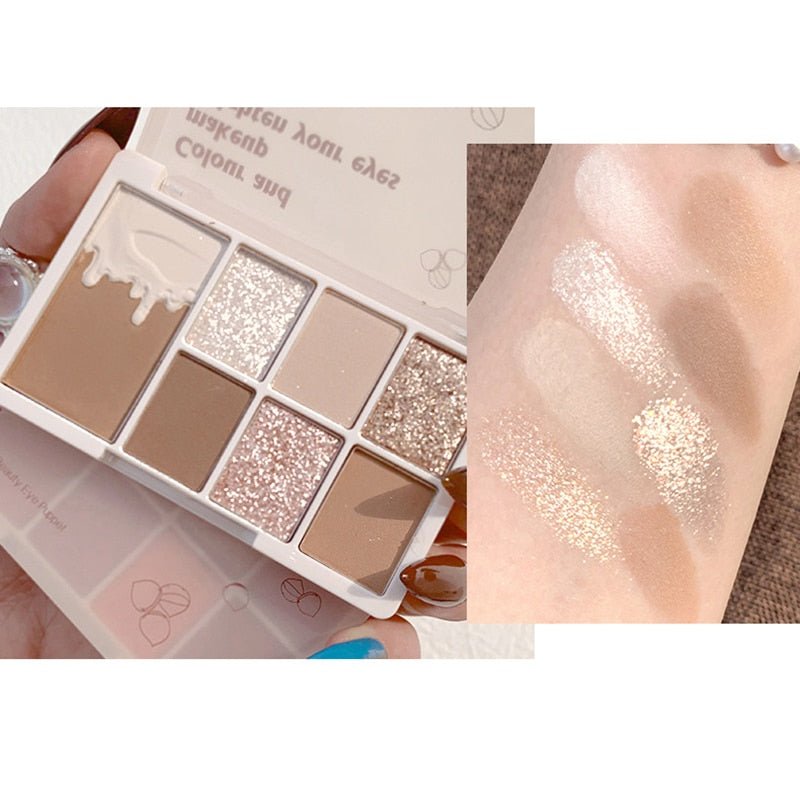 7 - Color Glitter Eyeshadow Palette: Matte, Shimmer, Long - Lasting and Waterproof