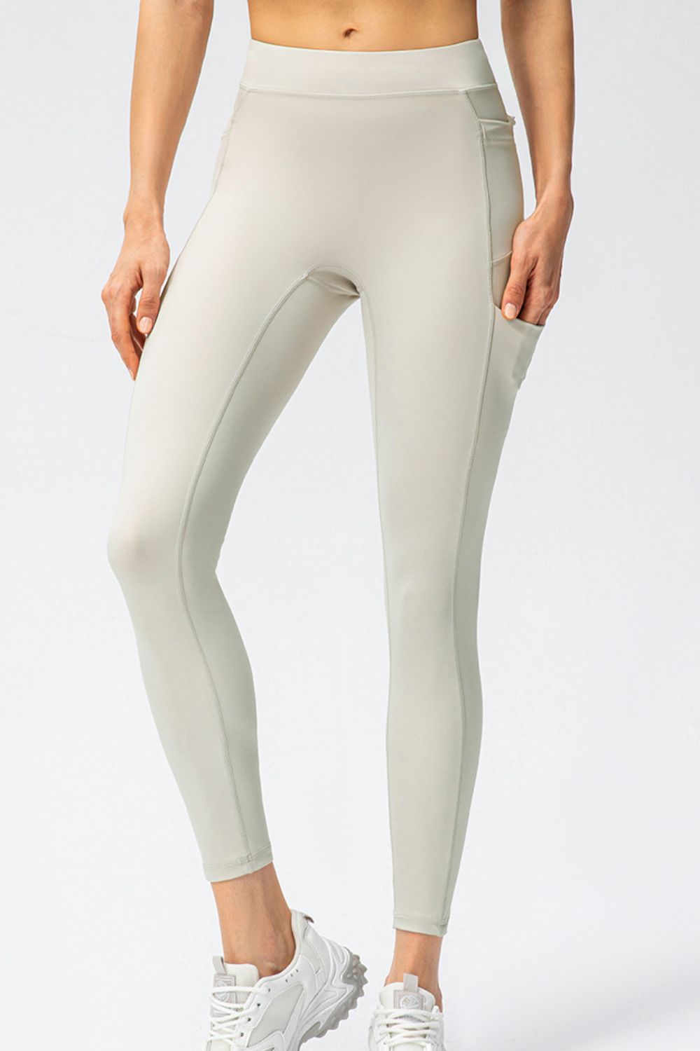 Full-Size High-Waisted Long Sports Pants with Pockets and Slim Fit