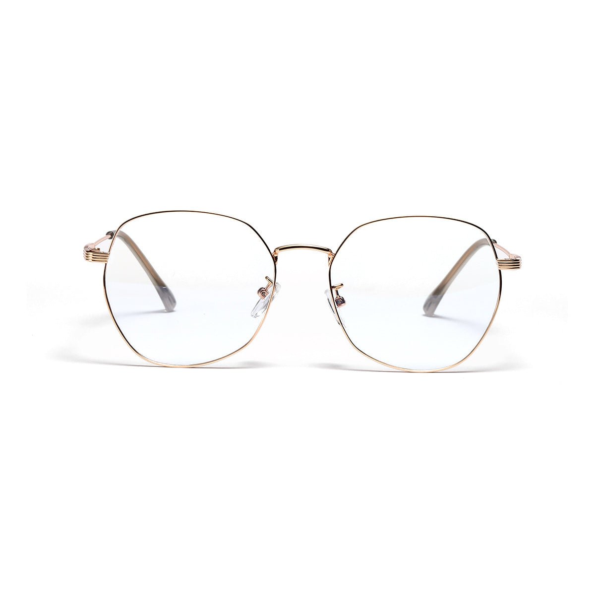 Exquisite Fine Gold-Plated Metal Frame Round Glasses for Universal Wearers