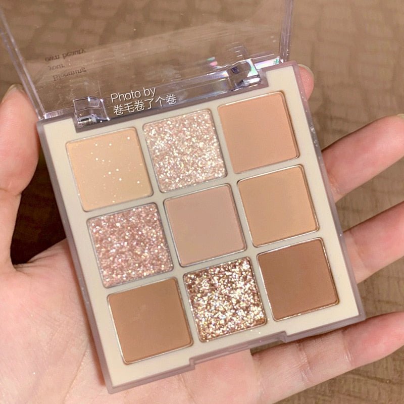 MOONBIFFY 9 - Color Long - Lasting Shimmer Matte Eyeshadow Palette for Korean - Style Makeup