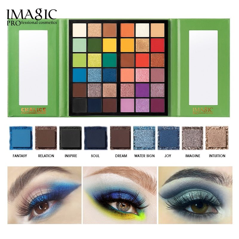 IMAGIC Professional 36 - Color Cosmetic Eyeshadow Palette with Matte, Pearlescent, Glitter, and Metallic Gloss Nude Eye Pigments