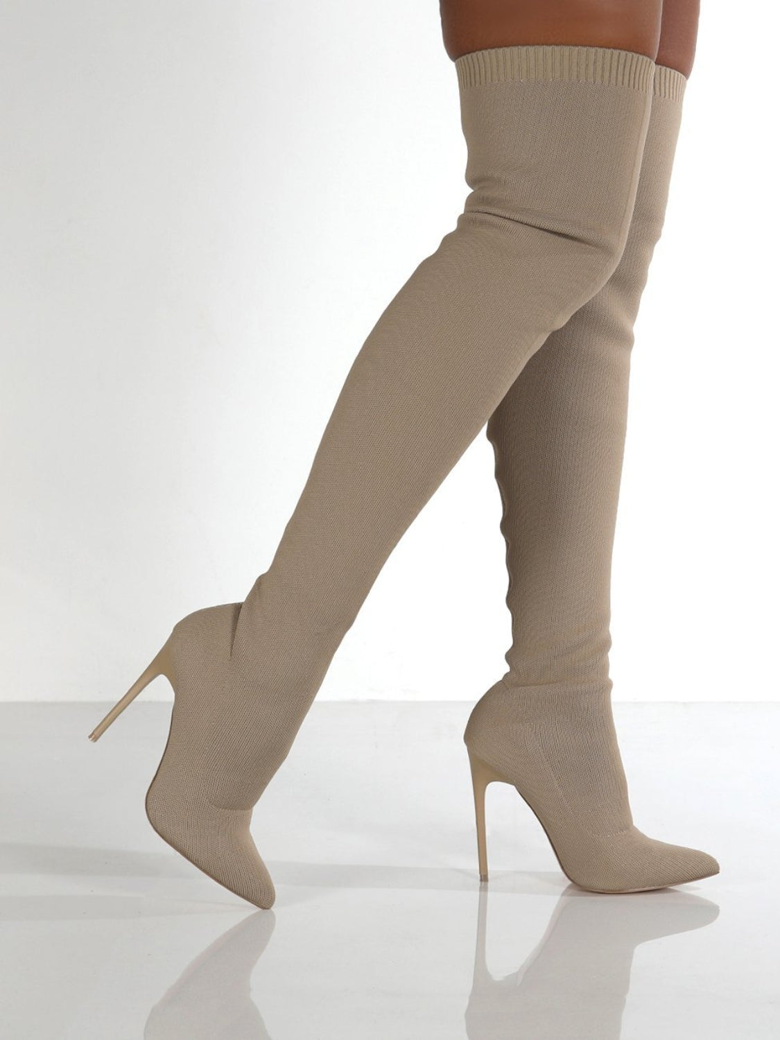 High Heel Pointed Toe Over - Knee Stiletto TPR Boots