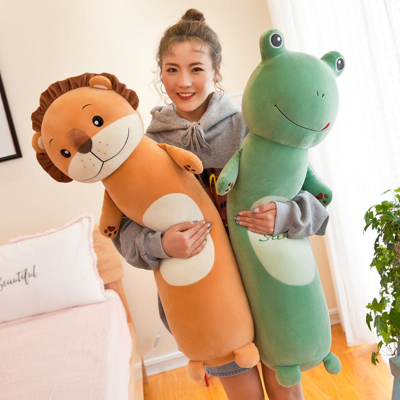 Soft Long Cylindrical Plush Toy Pillow in Multiple Animal Designs