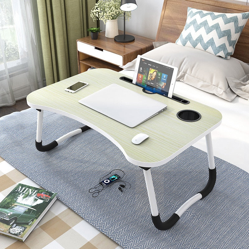 Portable Foldable Wooden Laptop Desk for Bed, Sofa, and Study